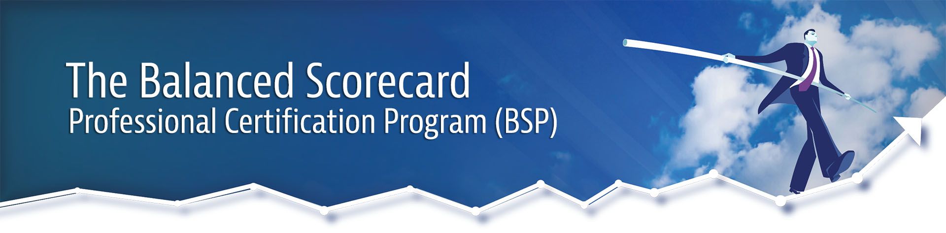 Balancing Guy on rope - Cloud background Balanced Scorecard Professional Certification